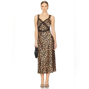 Emory Satin Slip Dress in Leopard
